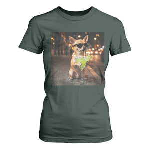Cinco de Mayo Margarita T Shirt For Women Funny Chihuahua Drinking Cocktail Mexican Fiesta Gift TS14 Dark Forest Green Print Your Wear