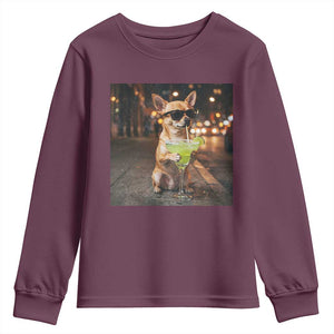 Cinco de Mayo Margarita Youth Sweatshirt Funny Chihuahua Drinking Cocktail Mexican Fiesta Gift TS14 Maroon Print Your Wear