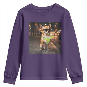 Cinco de Mayo Margarita Youth Sweatshirt Funny Chihuahua Drinking Cocktail Mexican Fiesta Gift TS14 Purple Print Your Wear