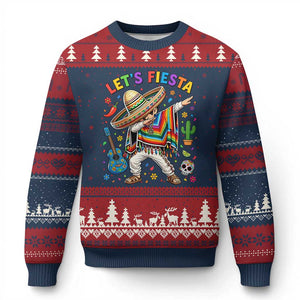 Lets Fiesta Ugly Christmas Sweater Funny Dabbing Boy Cinco De Mayo Fiesta TS14 Navy Red Print Your Wear