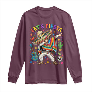 Lets Fiesta Long Sleeve Shirt Funny Dabbing Boy Cinco De Mayo Fiesta TS14 Maroon Print Your Wear