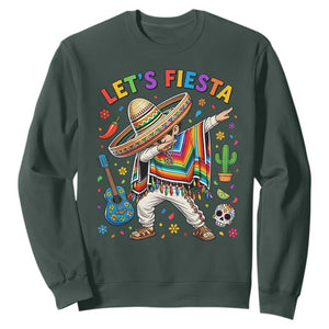 Lets Fiesta Sweatshirt Funny Dabbing Boy Cinco De Mayo Fiesta TS14 Dark Forest Green Print Your Wear