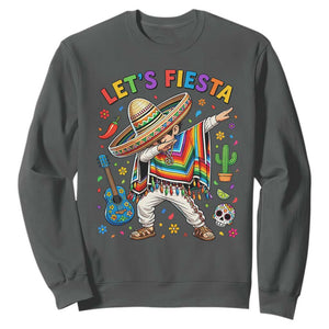 Lets Fiesta Sweatshirt Funny Dabbing Boy Cinco De Mayo Fiesta TS14 Dark Heather Print Your Wear