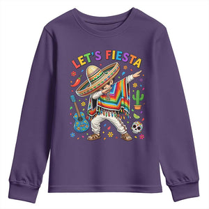 Lets Fiesta Youth Sweatshirt Funny Dabbing Boy Cinco De Mayo Fiesta TS14 Purple Print Your Wear