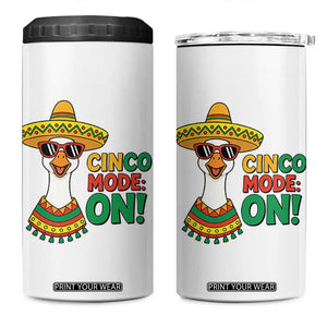 Cinco Mode On 4 in 1 Can Cooler Tumbler Silly Goose Cinco De Mayo Fiesta TS14 One Size: 16 oz White Print Your Wear