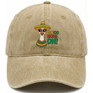 Cinco Mode On Washed Cotton Baseball Cap Silly Goose Cinco De Mayo Fiesta TS14 Print Your Wear