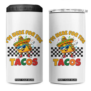 I'm Just Here for the Tacos 4 in 1 Can Cooler Tumbler Funny Mexican Food TS14 One Size: 16 oz White Print Your Wear