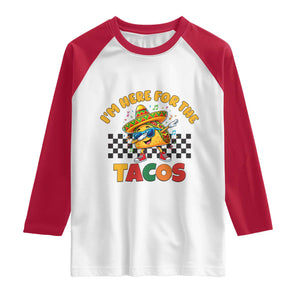 I'm Just Here for the Tacos Raglan Shirt Funny Mexican Food TS14 White Red Print Your Wear