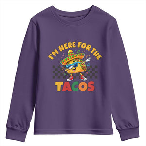 I'm Just Here for the Tacos Youth Sweatshirt Funny Mexican Food TS14 Purple Print Your Wear