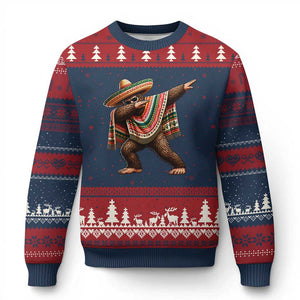 Funny Bigfoot Dabbing Cinco De Mayo Fiesta Ugly Christmas Sweater TS14 Navy Red Print Your Wear