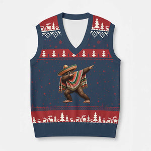 Funny Bigfoot Dabbing Cinco De Mayo Fiesta V-Neck Knit Sweater Vest TS14 Navy Red Print Your Wear