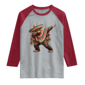 Funny Bigfoot Dabbing Cinco De Mayo Fiesta Raglan Shirt TS14 Heather Gray Heather Red Print Your Wear