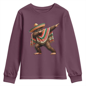 Funny Bigfoot Dabbing Cinco De Mayo Fiesta Youth Sweatshirt TS14 Maroon Print Your Wear