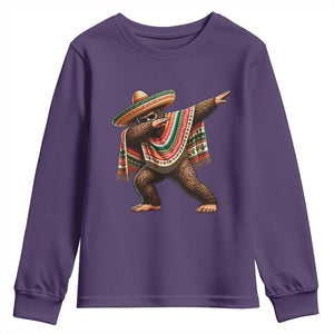 Funny Bigfoot Dabbing Cinco De Mayo Fiesta Youth Sweatshirt TS14 Purple Print Your Wear