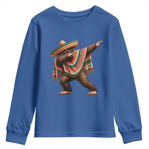 Funny Bigfoot Dabbing Cinco De Mayo Fiesta Youth Sweatshirt TS14 Royal Blue Print Your Wear