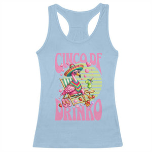 Cinco De Drinko Margarita Racerback Tank Top Funny Flamingo Fiesta TS14 Light Blue Print Your Wear