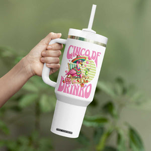 Cinco De Drinko Margarita Tumbler With Handle Funny Flamingo Fiesta TS14 Print Your Wear
