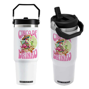 Cinco De Drinko Margarita Flip Straw Tumbler Funny Flamingo Fiesta TS14 One Size: 30 oz White Print Your Wear
