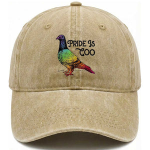 Pride Is Coo Pigeon Washed Cotton Baseball Cap Funny LGBTQ Pride Month