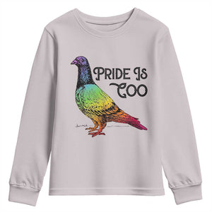 Pride Is Coo Pigeon Youth Sweatshirt Funny LGBTQ Pride Month TS14 Ice Gray Print Your Wear