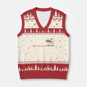 Silly Goose LGBTQ Pride V-Neck Knit Sweater Vest Off To Be Proud