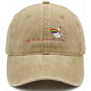 Silly Goose LGBTQ Pride Washed Cotton Baseball Cap Off To Be Proud