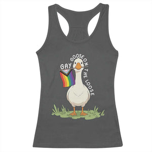 Silly Goose LGBTQ Rainbow Racerback Tank Top Funny Gay Pride Month