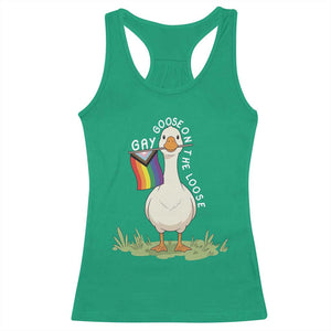 Silly Goose LGBTQ Rainbow Racerback Tank Top Funny Gay Pride Month