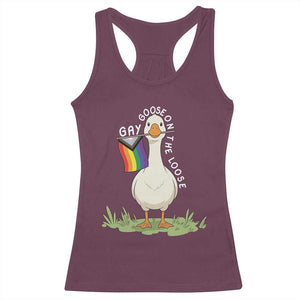 Silly Goose LGBTQ Rainbow Racerback Tank Top Funny Gay Pride Month