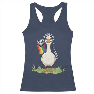 Silly Goose LGBTQ Rainbow Racerback Tank Top Funny Gay Pride Month