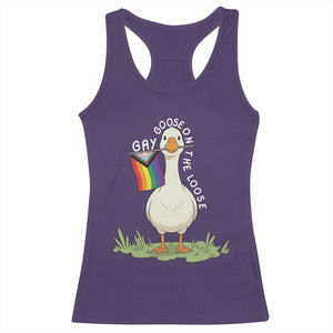 Silly Goose LGBTQ Rainbow Racerback Tank Top Funny Gay Pride Month