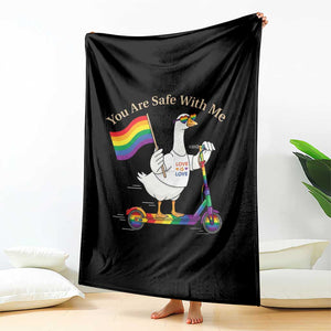 You Are Safe With Me Throw Blanket LGBTQ Pride Goose Rainbow TS14 Print Your Wear