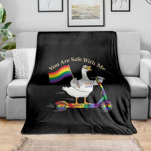 You Are Safe With Me Throw Blanket LGBTQ Pride Goose Rainbow TS14 Print Your Wear