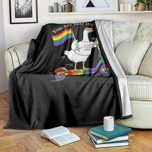 You Are Safe With Me Throw Blanket LGBTQ Pride Goose Rainbow TS14 Print Your Wear