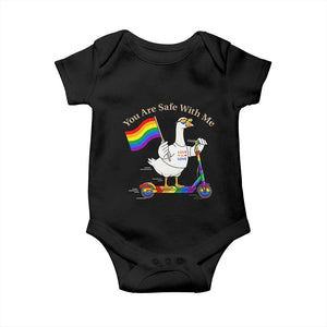 You Are Safe With Me Baby Onesie LGBTQ Pride Goose Rainbow TS14 Black Print Your Wear