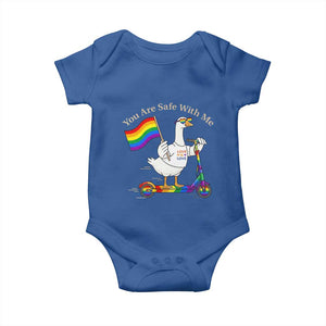You Are Safe With Me Baby Onesie LGBTQ Pride Goose Rainbow TS14 Royal Blue Print Your Wear