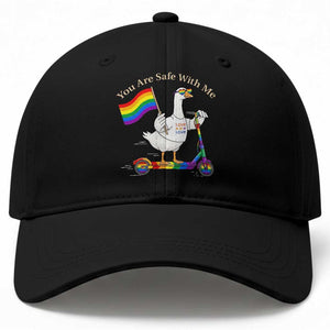 You Are Safe With Me Baseball Cap LGBTQ Pride Goose Rainbow