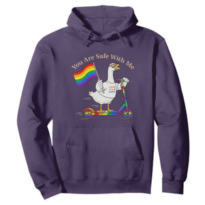 You Are Safe With Me Hoodie LGBTQ Pride Goose Rainbow TS14 Purple Print Your Wear
