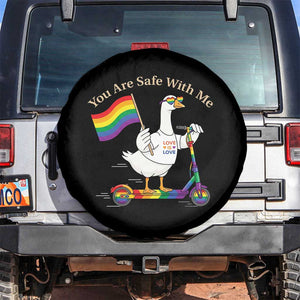 You Are Safe With Me Spare Tire Cover LGBTQ Pride Goose Rainbow TS14 No hole Black Print Your Wear