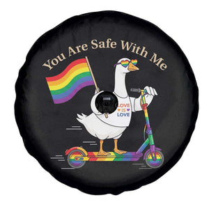 You Are Safe With Me Spare Tire Cover LGBTQ Pride Goose Rainbow TS14 Print Your Wear