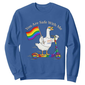 You Are Safe With Me Sweatshirt LGBTQ Pride Goose Rainbow TS14 Royal Blue Print Your Wear