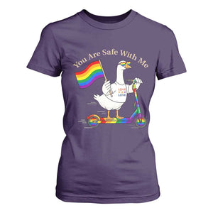 You Are Safe With Me T Shirt For Women LGBTQ Pride Goose Rainbow TS14 Purple Print Your Wear