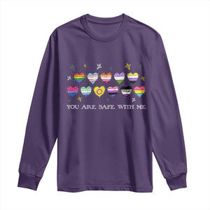 You Are Safe With Me Long Sleeve Shirt LGBTQ Support Rainbow Flags Ally TS14 Purple Print Your Wear
