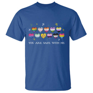 You Are Safe With Me T Shirt LGBTQ Support Rainbow Flags Ally TS14 Royal Blue Print Your Wear