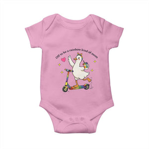 Off To Be Rainbow Kind Of Mom Baby Onesie LGBTQ Goose Mom Rainbow TS14 Light Pink Print Your Wear