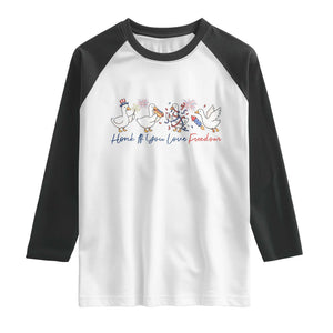 Silly Goose 4th of July Raglan Shirt Honk If You Love Freedom TS14 White Black Print Your Wear