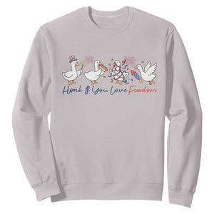 Silly Goose 4th of July Sweatshirt Honk If You Love Freedom TS14 Ice Gray Print Your Wear