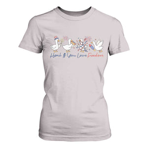 Silly Goose 4th of July T Shirt For Women Honk If You Love Freedom TS14 Ice Gray Print Your Wear