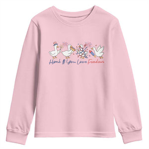 Silly Goose 4th of July Youth Sweatshirt Honk If You Love Freedom TS14 Light Pink Print Your Wear