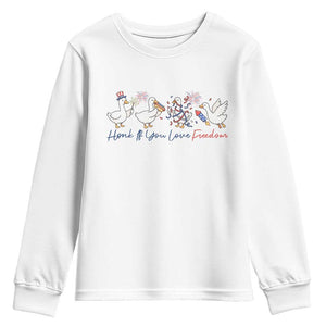 Silly Goose 4th of July Youth Sweatshirt Honk If You Love Freedom TS14 White Print Your Wear